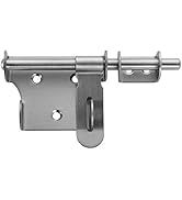 JQK Sliding Bolt Gate Latch, 6 Inch Thickening Stainless Steel Barrel Bolt with Padlock Hole, Int...