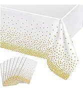 8 Pack White Plastic Tablecloth – 54 X 108 Plastic Table Cloths for Parties Disposable – White an...