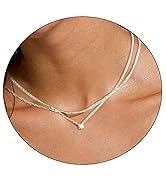 CAROVO Gold Necklace for Women,Dainty Gold Necklaces 14k Gold Plated Diamond Necklaces Cute CZ So...
