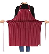 ROTANET Stripe Stretch Apron for Men Women Chef Big and Tall Large Striped Aprons with Pockets fo...