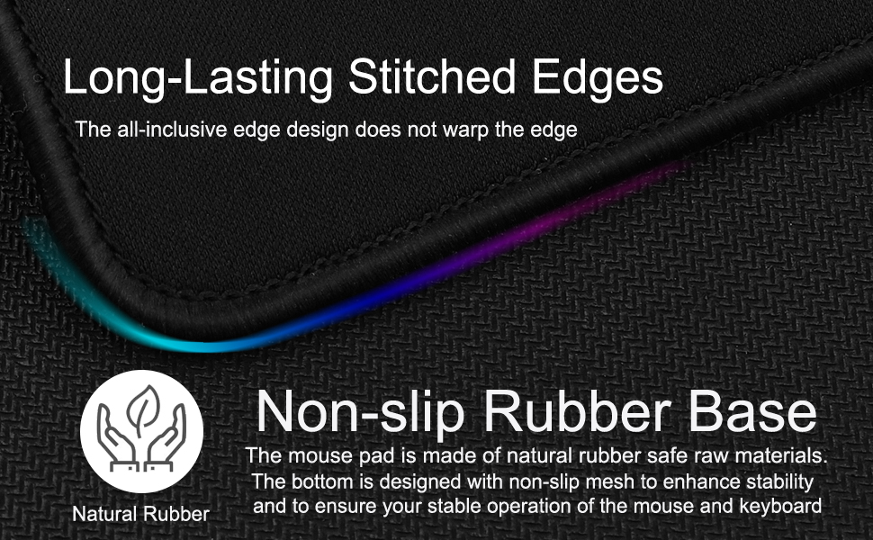 Non-slip rubber base large gaming mouse pad