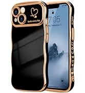 LCHULLE for iPhone 13 Case for Women Girls, Cute Wave Frame Curly Shape with Love Heart Pattern R...