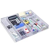WuGeShop Expandable Office Drawer Organizer, 6 to 7 Compartments Adjustable Mesh Desk Drawer Orga...