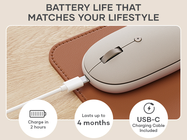 Satechi Compact OntheGo Bluetooth Mouse with USB C Rechargeable Battery, Connect up 3 Devices
