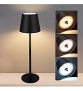 VARICART Black Cordless Table Lamp - 8-20 Inches Adjustable Height, 5000mAh Rechargeable Battery ...