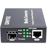 QINIYEK 10G Multi-Gigabit SFP Media Converter, 2 Port 10G Ethernet Media Converter,1x 100M/1G/2.5...