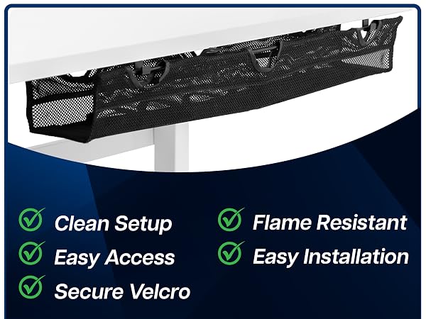 Under desk cable management cord management cable organizer cable storage power strip holder mesh