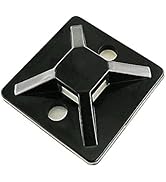 HS Cable Tie Mounts Self Adhesive with Screw Hole Zip Wire Tie Mounting Base Holder (100 Pack) Sq...