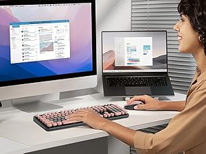 pink typewriter keyboard and mouse wireless cute colorful retro typewriter full size keyboard