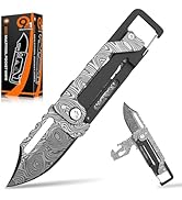 9 in 1 Multitool Pocket Knife for Men, 5Cr13MoV Blade Folding Knife with Box Cutter & Bottle Open...