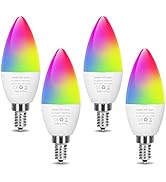 Smart LED Light Bulb E12 Candelabra Bulb WiFi Color Changing LED Bulbs, Dimmable Ceiling Fan Ligh...