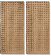 Waffle Bathroom Hand Towels 2-Piece (Tan) – Cotton, Soft, Lightweight, Lint Free, 13” x 29”
