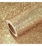 VEELIKE 15.7''x118'' Champagne Gold Glitter Wallpaper Peel and Stick Sparkle Shimmer Contact Pape...