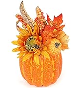 HAKACC Thanksgiving Artificial Pumpkin, 13.5 Inches Large Fake Pumpkin Faux Pumpkin for Crafts Fa...
