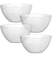 Suwimut 4 Pack Clear Plastic Serving Bowls for Parties, 135 OZ Large Round Disposable Plastic Sna...