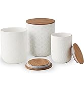 ARRADENS Canisters Sets for the Kitchen, White Ceramic Canister Set with Airtight Wood Lids, 3 Pc...