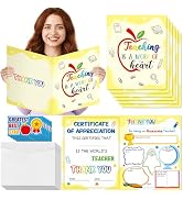 BeYumi Giant Teacher Greeting Cards - 6Pcs Big Teacher Appreciation Thank You Cards Set with Enve...