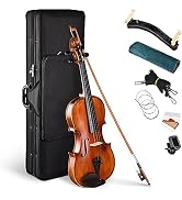 AW Solid Wood Violin 4/4 Full Set with Case & Bow Rosin Shoulder Rest | Fiddle Matte Stradivari C...
