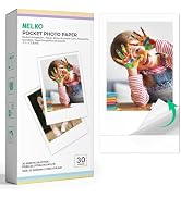 Nelko 52.3x90mm Premium Sticky Back Photo Paper, 30-Pack Genuine PP01 & PP03 Pocket Printer Paper...