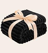 BEDELITE Fleece Throw Blanket for Couch - 300GSM Soft & Warm Fluffy Black Blanket, Decorative and...