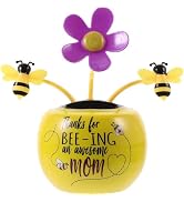 Yellow Solar Powered Dancing Flower, Car Dashboard Decoration Swing Flowerpot Windowsill Bee Figu...