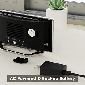 AC powered and backup battery
