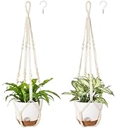 Mkono 7.5 Inch Hanging Planters, Macrame Plant Hangers with Self Watering Plant Pots Indoor Set o...