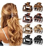 Oeusnael 8 PCS Medium Hair Clips for Women Girls - 2 Styles Rectangle and Double Row Teeth Small ...
