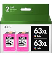 ejet 63XL Tri-Color Ink Cartridges Replacement for HP 63 Color Ink Cartridge High-Yield Remanufac...