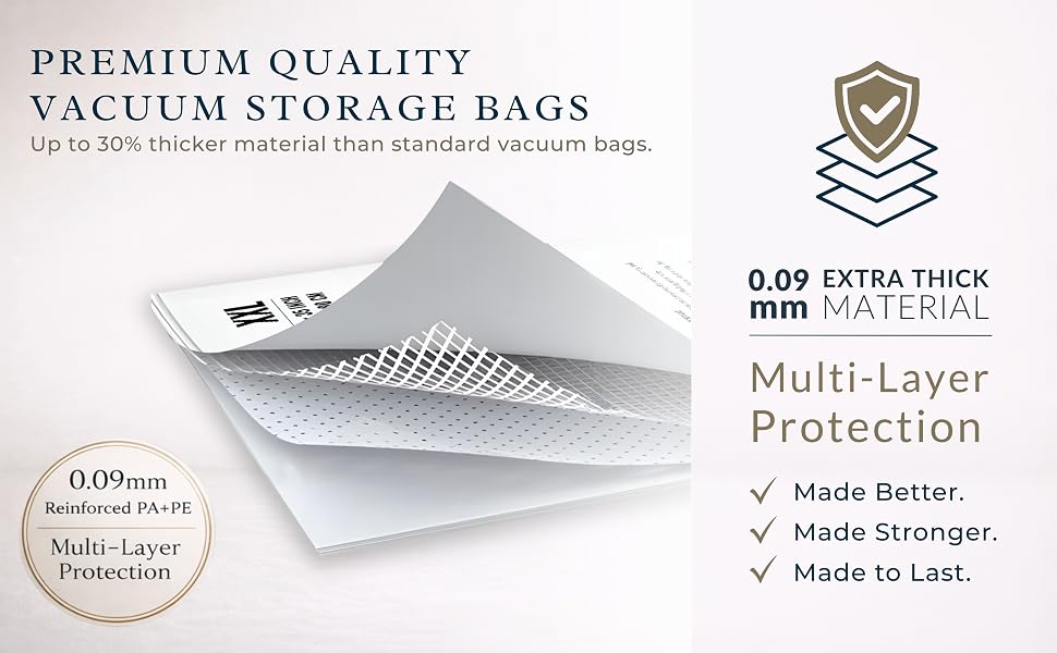 PA+PE vacuum storage bag with multi-layer construction for durable, airtight protection