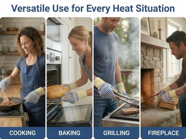 versatile heat-resistant mitts suitable for stovetop cooking baking outdoor grilling and fireplace