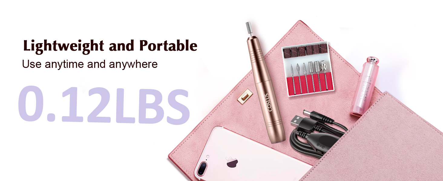 Electric Nail Drill File Professional: for Acrylic Gel Dip Powder Nails Portable Nail Drill Machine