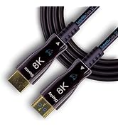 SatelliteSale Digital Fiber Optic 8K HDMI 2.1 Cable (8K/60Hz, 48Gbps) PVC Black Cord (50 feet)