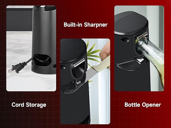 NK-0683??A+ Built-in Knife Sharpener Bottle Opener Included Cord Storage Non-Slip Base for Stability
