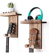 Keebofly Guitar Wall Mount,2 Pack Guitar Wall Hanger Holder Guitar Hanger Shelf with Pick Holder ...