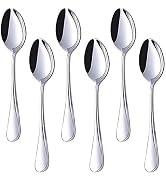 HANSGO Dinner Spoon Set of 6, Large Teaspoons 6.7 inches Stainless Steel Metal Spoons Dessert Spo...