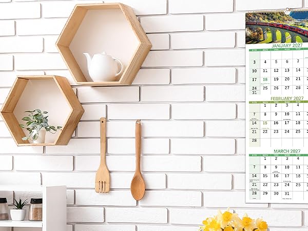 2027 Calendar, 3-Month Wall Calendar Vertical, Dec 2026 - Jan 2028 Wall Planner