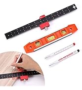 Woodworking Ruler 12 Inch Metal Measuring Ruler and Torpedo Level Set,Different Bubbles/45°/90°/1...