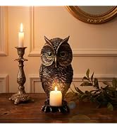 Gothic Home Decor Owl Candle Holder Tealight Stand Resin Statue for Living Room Bedroom Halloween...