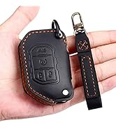 EASYANT Genuine Leather Car Key Fob Cover Compatible with 2018-2022 Jeep Gladiator Wrangler Sahar...