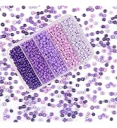 TOAOB 1500pcs 3mm Purple Colors Opaque Seed Beads Kit Glass Round Small Spacer Beads with Beading...