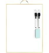 TSJ OFFICE Small White Board - 16" X 12" Portable Gold Aluminum Framed Whiteboard, Magnetic Dry E...