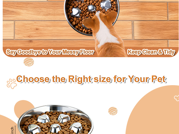 Stainless Steel Slow Feeder Dog Bowls