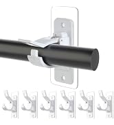 6 PCS Self Adhesive Curtain Rod Bracket, 20lbs Load Capacity Heavy Duty Hangers and Holders, No D...