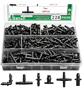 Aienxn 220PCS 1/4" Drip Irrigation Kit Barbed Connectors, Straight Barb, Tee, Single Barb, End Pl...