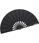 HONSHEN Bamboo Large Folding Hand Fans Rave Fan for Events Dance Performance Festivals Gift (Black)