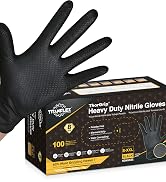 TitanFlex Thor Grip Heavy Duty Black Industrial Nitrile Gloves with Raised Diamond Texture, 8-mil...