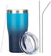 MEZMUT 20oz Coffee Tumbler with Lid and Straw Double Wall Vacuum Insulated Cup Stainless Steel Tr...