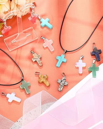 Natural stone cross pendant