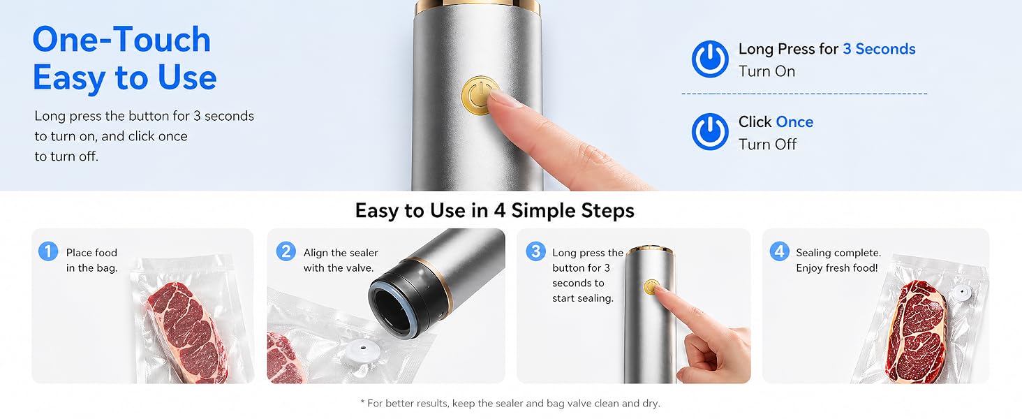 insta seal handheld vacuum sealer One-TouchEasy to Use